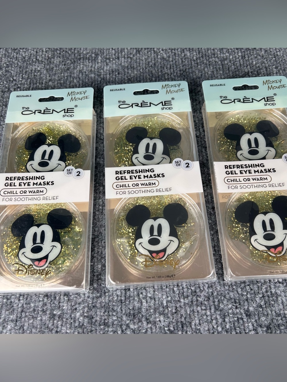 The Crème Shop Disney Mickey Mouse Gold Gel Eye Masks - lot of 3